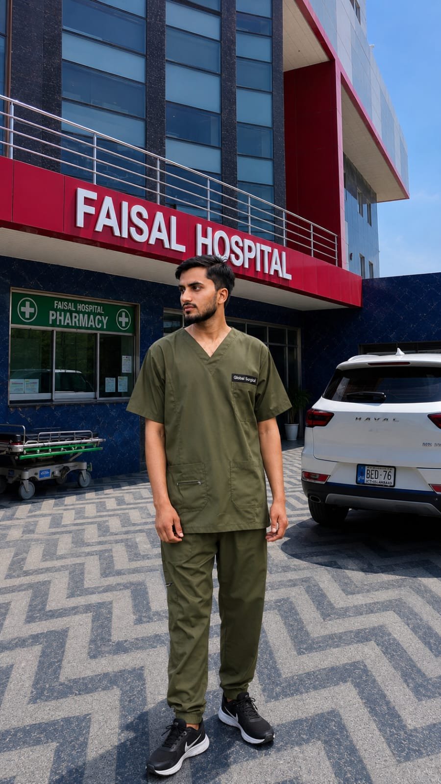 Multiple Zip Male Scrubs